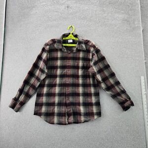 Sir Pendleton Men Button Up Shirt XL Red Plaid Flannel Grunge Long Sleeve